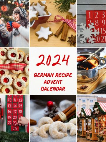Header image collage for the German Christmas recipe Advent calendar for the year 2024.